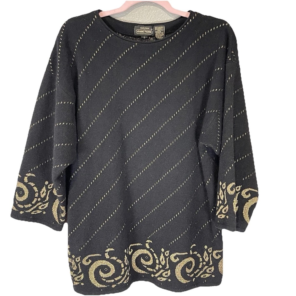 Vintage 80s Jeanne Pierre Women's S 50% Lambswool 20% Angora Rabbit Hair Sweater